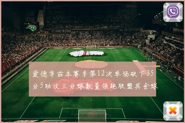 爱德华兹本赛季第12次单场砍下35分5助攻三分球数量领跑联盟其余球员最多仅8次